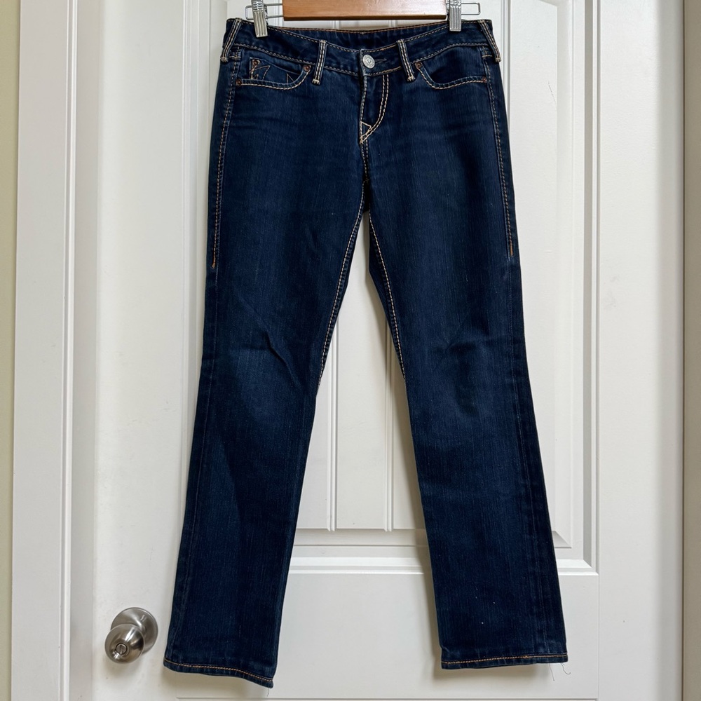 True Religion Low Rise Straight Leg Jeans. Size 28